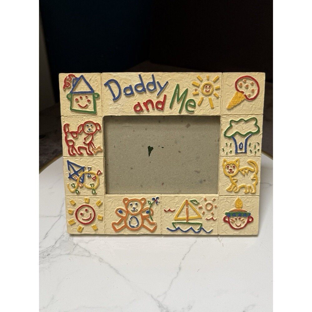 Vintage FIGI Graphics Daddy and Me  picture frame Resin 8” X 6.5” Fathers Day